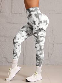 1pc Seamless High Waist Solid Color Sports Yoga Leggings - White - View 4