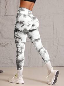 1pc Seamless High Waist Solid Color Sports Yoga Leggings - White - View 5