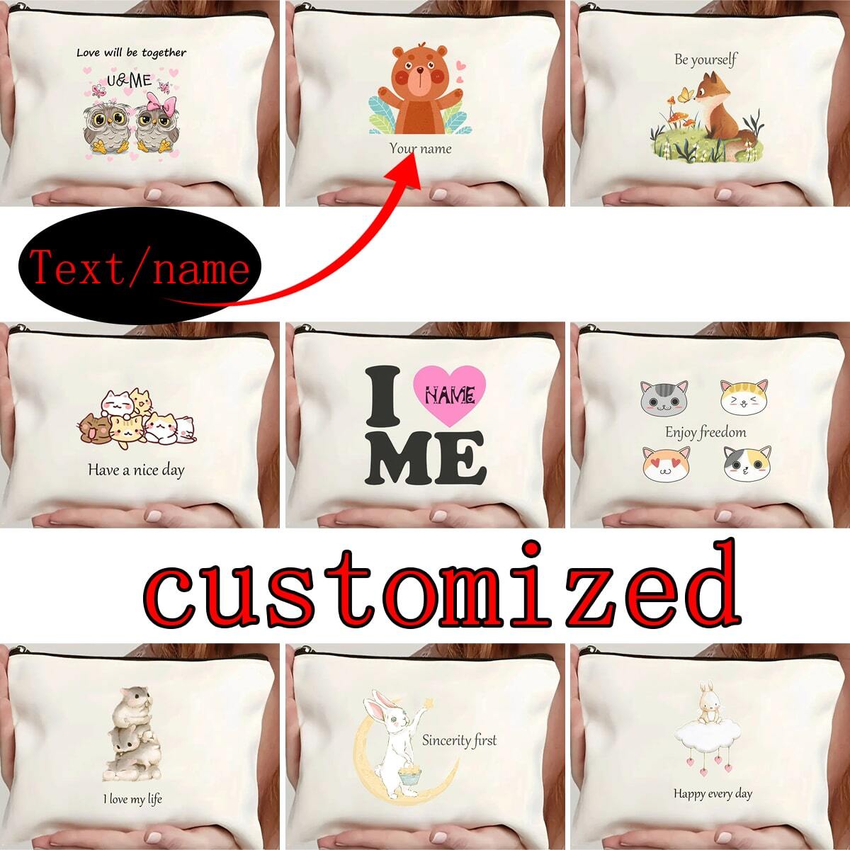 1pc Customizable, Unique, Fashionable, Minimalist, LetterPrinted