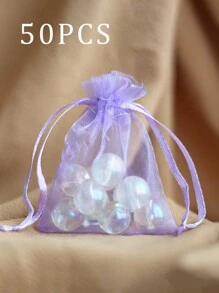 50 个纯色抽绳细节礼品袋，供应食品袋食品盒，透明抽绳礼品袋珠宝袋婚礼派对圣诞回礼品袋母亲节，小网眼礼品袋迷你糖果袋，适用于派对、珠宝、圣诞节、节日、浴室肥皂、化妆欧根纱礼品袋包装用品，适用于糖果巧克力饼干等，送给我母亲的礼物 - 彩色 - 查看 12
