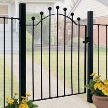 LIVINGANDHOME Living And Home Modern Metal Garden Gate Fence Gate Black - 86cm W x 103cm H  Black - View 4