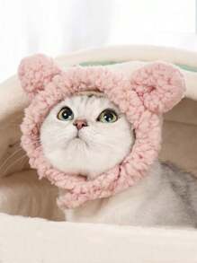 1pc Adorable Bear Ear Shaped Pet Warm Headwear, Suitable For 4 - 12 Lbs Small Pets, Winter - Multicolor - View 3