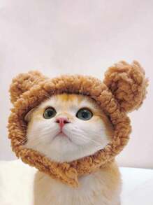 1pc Adorable Bear Ear Shaped Pet Warm Headwear, Suitable For 4 - 12 Lbs Small Pets, Winter - Multicolor - View 5
