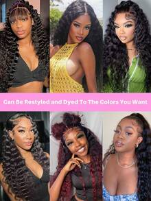 深波浪蕾丝前假发 人发预拔 13x6 透明蕾丝前假发 人发 180% 密度深卷蕾丝前假发 女士 - SNatural - 查看 7