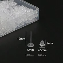 400pcs/Box Clear Earrings Plastic Earrings For Sensitive Ears Earrings For Sports/Work Invisible Earrings Clear Stud Earrings Earring Backs And Blank Pins Stud - Clear - View 7