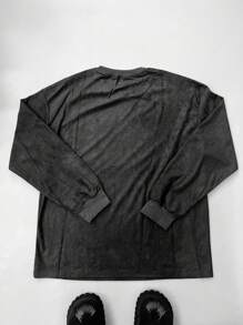 Men's Minimalist Stylish Suede Texture Pullover Sweatshirt, Wind-Proof - Grey - View 2