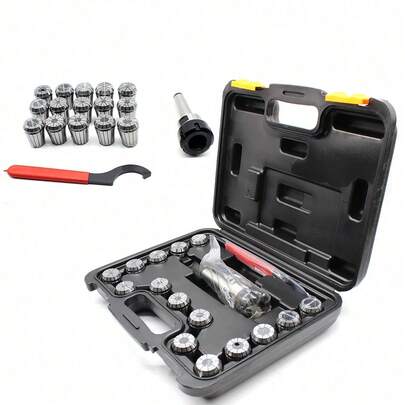 OUKANING Milling Lathe ER Collet MT3-ER32 Chuck Set 3-20mm Range Morse Chuck Holder Precision MT3 Shank Spanner ER32 Chuck With 15Pcs Collet 3-20mm Set For Milling