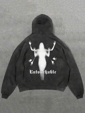 Men's Vintage Distressed Graphic Hoodie