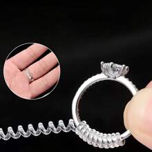 Set da 6 regolatori di misura anelli per donne, in silicone trasparente, per realizzare gioielli, spaziatori, misuratori, accessori, adattabili a quasi tutti gli anelli. Idea regalo per Pasqua, Festa della Mamma e del Papà, San Valentino, per la Scuola - Bianco - Visualizzare 10