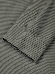 Men's Fashion Half-Zip Velour Sweatshirt - Grey - View 4