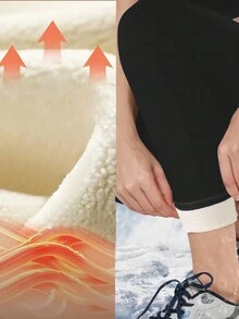 1 quần legging lót nhiệt ấm áp cho nữ, quần giữ nhiệt cạp cao họa tiết bướm dày cho mùa thu/đông - màu đen - Xem 7