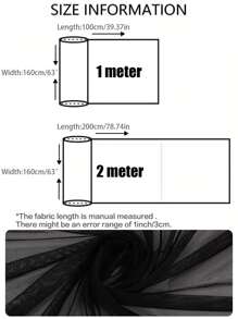 1pc 700cm (276.56in) Tulle Mesh Fabric, Bridal Wedding Skirt Sheer Overlay, Gift Box Bouquet Wrapping Material - Black - View 2