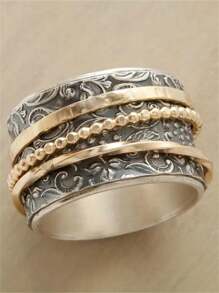 1 pièce Bague de style bohème rétro avec design de ligne géométrique en spirale, convient pour le port quotidien des femmes ou comme bijou de voyage, cadeau
