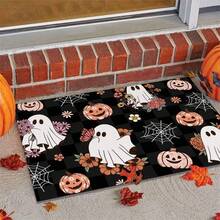 1pc Halloween Welcome Mat, Non-Slip, Absorbent, Easy To Clean - Ghost Designed Polyester Doormat, Machine Washable, For Entrance, Bedroom - Multicolor - View 8