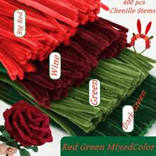 400 piezas Limpiapipas flexibles de chenilla verde, limpiapipas verdes surtidos, tallos de chenilla versátiles, fácil de retorcer y doblar, manualidades hechas a mano para flores de tulipán, hojas, animales, árbol de Navidad, regalos para el Día de la Madre y proyectos creativos - Perfecto para entusiastas de las artes y manualidades, proyectos navideños y limpieza - Juego duradero, plegable y colorido