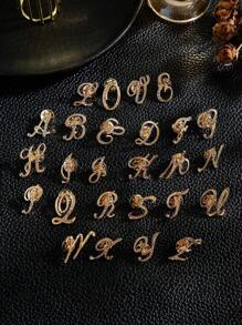1pc-26pcs Alphabet Shaped Alloy & Rhinestone Brooch Pin For Clothes & Accessories, Fashionable & Versatile Collar Pin,Bag Accessories Gifts For Women - Gold - View 3