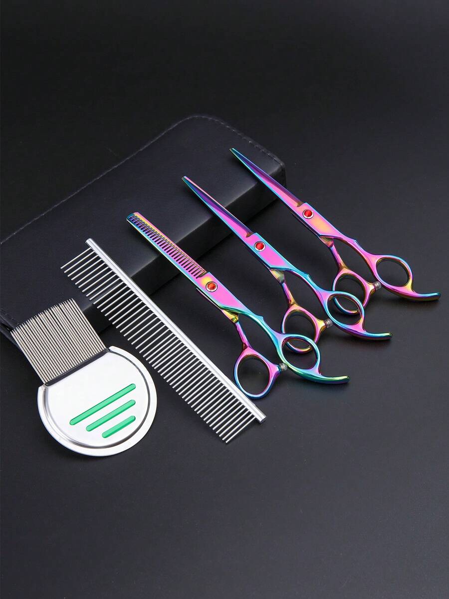 3 In 1 Professional Pet Grooming Thinning Scissors Upward Curved