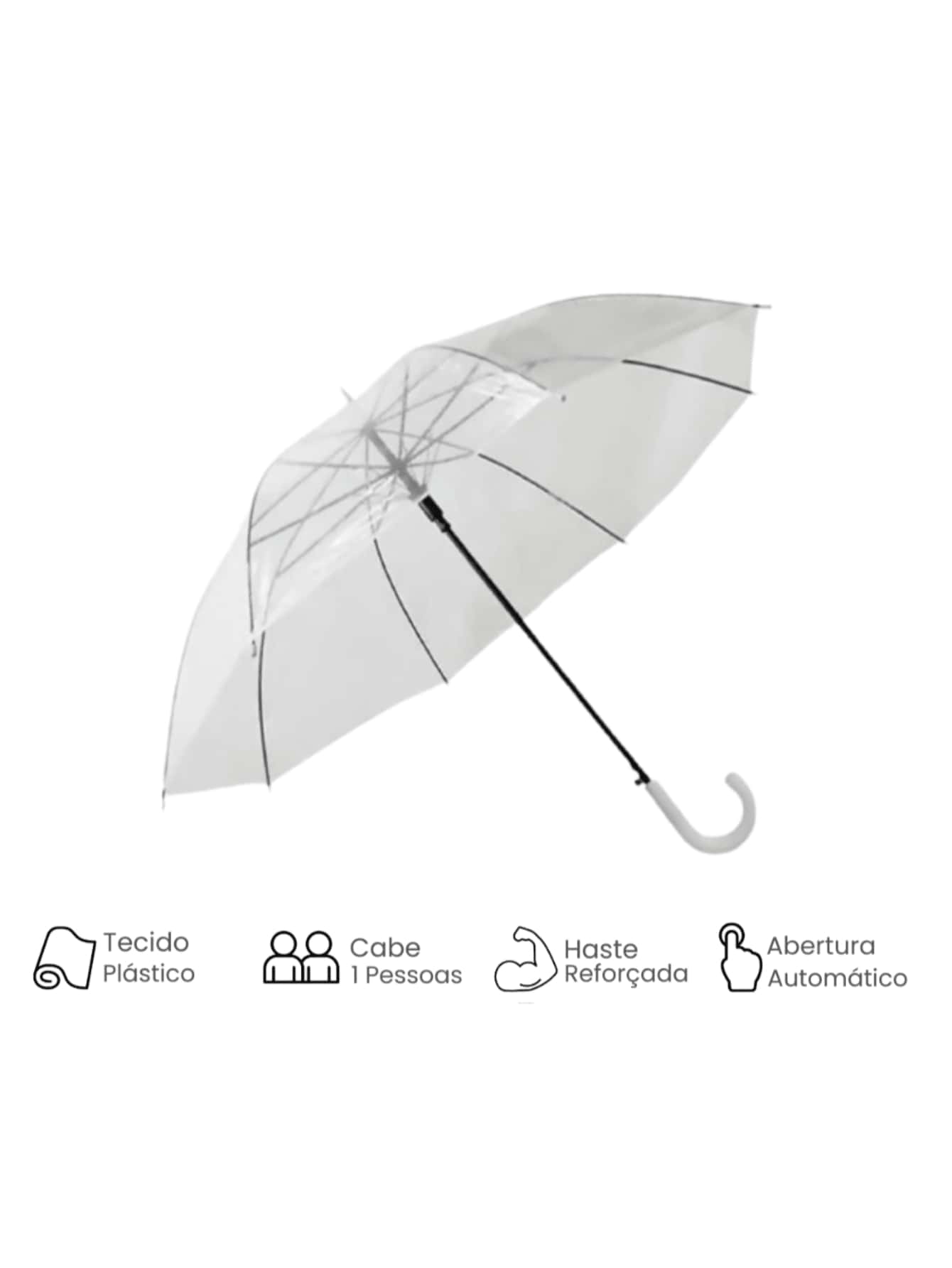 Compact Portable Transparent White Umbrella, Sturdy, Reinforced, Windproof, Foldable, Lightweight, Easy To Carry And Ideal For Travel - trắng - Xem 1