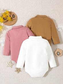 男婴保暖高领衫，3 季保暖紧身衣 - 粉色 - 查看 2