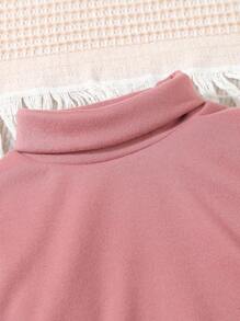 男婴保暖高领衫，3 季保暖紧身衣 - 粉色 - 查看 3