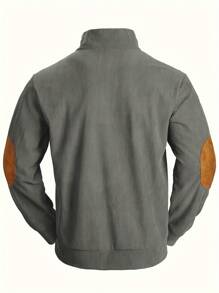 Men's Fashion Half-Zip Velour Sweatshirt - Grey - View 2
