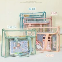 Túi Tote A4 Hai Lớp Cho Học Sinh, Túi Đựng Hồ Sơ PVC Trong Suốt Chống Thấm Nước Sức Chứa Lớn, Túi Sắp Xếp Bàn Làm Việc Đa Năng Cho Văn Phòng Phẩm, Văn Phòng & Sử Dụng Hàng Ngày Trở Lại Trường Học, Trở Lại Trường Học, Đồ Dùng Học Tập - Túi đựng đồ dạng lưới trong suốt - Xem 14