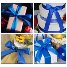 7 rollos Liston Satinado Con Doble Cara Azul Decoracion  Con 4cm 159.6m - azul real - Ver 5