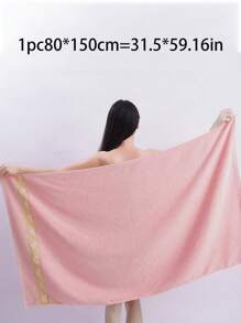 QIBHI 1 Pc Jacquard Heart Design Bath Towel, Soft Absorbent, Lightweight Bathroom/Beach/Party Towel, Valentine's Day Gift Back To School For Beauty Salon Home Bathroom Bath Towel Sheet - Pink - View 8
