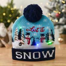 1 pieza Gorro de Navidad de punto con luces LED, regalo para fiesta de Año Nuevo, decoración navideña, gorro de Año Nuevo 2025, accesorio para Nochebuena - Multicolor - Ver 17