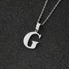 1 pieza Collar de acero inoxidable minimalista, collar con colgante de letra inicial de la A a la Z fresco para hombres, regalo perfecto para familiares y amigos, joyería de cuello para uso diario
