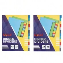 Eagle Binder Dividers, 12pcs/24pcs, Durable Plastic Dividers With Tabs, Tab Dividers For 3 Ring Binder, Multicolor Brights, A4 Size, Suitable For 2/3/4/11 Ring Binders - Multicolor - View 10