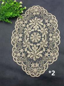1 cái / 2 cái Miếng lót bàn hình bầu dục thêu ren rỗng, Trang trí phòng ăn nhà bếp, Cách nhiệt, Chống trầy xước, Chống bụi, Thích hợp cho đám cưới, tiệc tùng, quà tặng, sinh nhật, Giáng sinh - trắng - Xem 7