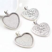 5 pièces Support de pendentif en cabochon vierge convenant à un cadre de cœur de 25 mm, accessoires de réalisation de bijoux DIY