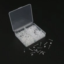400pcs/Box Clear Earrings Plastic Earrings For Sensitive Ears Earrings For Sports/Work Invisible Earrings Clear Stud Earrings Earring Backs And Blank Pins Stud - Clear - View 8