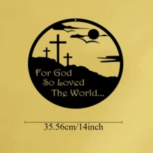 1pc Home Decor Prayer Metal Wall Artistry Piece. Faith Wall Decoration Item. Cross Interior Adornment Item. Suitable For Bedroom, Living Room, Office Wall Decoration. Easter Decoration Item. Suitable For Use In Churches, Prayer Rooms And Other Places, Adding A Sacred And Serene Atmosphere To The Space. - Multicolor - View 12