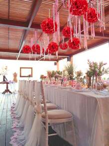 12pcs Christmas Party Decorative Paper Flower Balls, Red Paper Lanterns, Birthday Party Background Decor Ornaments, Suitable For Christmas, Valentine's Day, New Year Holidays, Anniversary, Wedding Decoration