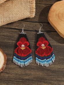 全新手工波西米亚风多色蝴蝶流苏耳环 - 咖啡 - 查看 6