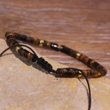 1 pieza Brazalete tejido de cuentas de piedra natural de turquesa, brazalete ajustable de cuerda de piedra natural como regalo para mujer