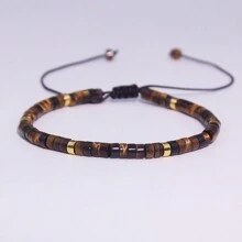 1 pieza Brazalete tejido de cuentas de piedra natural de turquesa, brazalete ajustable de cuerda de piedra natural como regalo para mujer