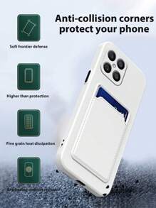 Apple Solid Phone Case With Card Slot Compatible With IPhone 15/15Pro/15Plus/15Promax
