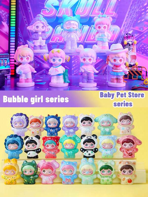 Nova Bubble Girl/Hugging Spring Travel Cute Mini Figura, Caixa Surpresa Decoração de Mesa, Colecionável de Mesa da Moda