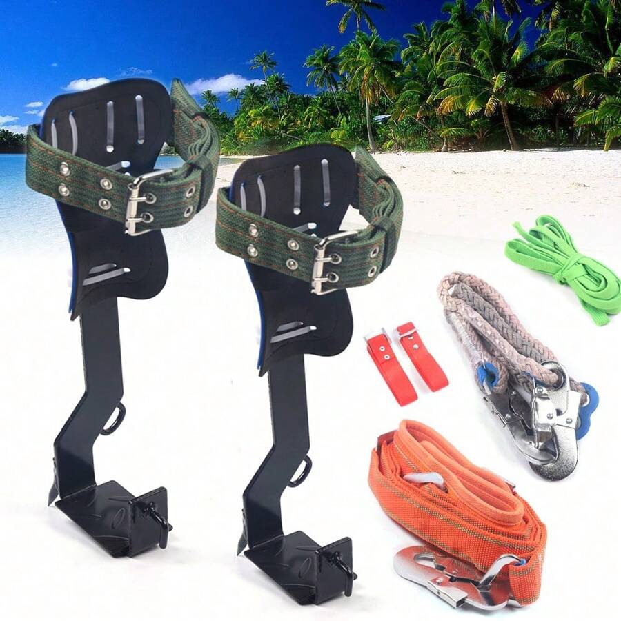 Tree Pole Climbing Spike Set Safety Belt Straps Portable For Outdoor Fruit Pick - Black - View 1