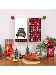 4 piezas de toallas de mano con tema navideño, disponibles en varios estilos, hechas de poliéster, con colores vivos, aptas para la decoración de la mesa de Navidad, la decoración de restaurantes navideños, Navidad - Multicolor - Ver 6