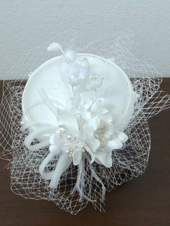 Elegant Women's Mini Hat, British Style Fascinator Hat, Vintage Lady Head Decor, Suitable For Party, Wedding, Tea Time And Photo Shoot, Veil Decor Headpiece