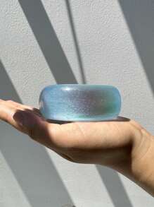 1pc Asymmetrical Resin Bracelet With Ombre Laser Color Gradient, Beach Vacation Accessories - Multicolor - View 5