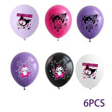 Sanrio 6pcs/24pcs Sanrio Kuromi Cartoon Party Balloons Decorations, Theme Party Supplies, Birthday Party, Holiday Gifts