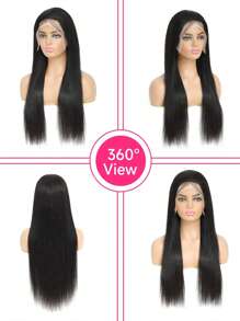 Pelucas de cabello humano con frente de encaje rectos, pelucas con frontal de encaje 13x4, pelucas con densidad del 180%, cabello humano virgen brasileño sin procesar recto, pelucas de cabello humano con el bebé pelo precortado, 24 pulgadas, para mujeres