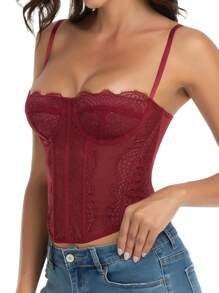1pc Lace Bustier Corset Tops For Women Sexy Going Out Party Club Top With Buckle