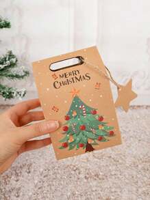 12 件圣诞礼品盒，带标签和细绳，卡通圣诞老人 & 雪人 & 麋鹿图案纸质礼品包装盒，适用于圣诞派对礼品装饰、圣诞节 - 彩色 - 查看 5