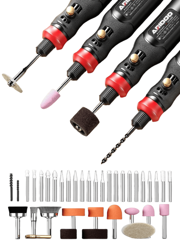Set di macchine elettriche portatili per lucidatura adatte per lucidare, smerigliare, intagliare, tagliare, perforare, ricarica della batteria al litio tramite USB, trapano elettrico manuale per uso domestico, lucidatura e intaglio, molto adatto per la produzione fai-da-te di metallo/giada/legno/cancelleria/vetro/plastica, ecc.